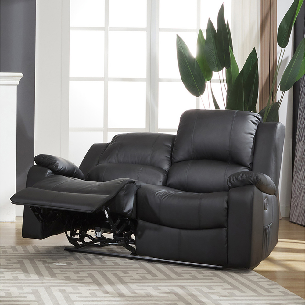 Glendale 2 Seater Black Bonded Leather Electric Recliner Sofa Image 2