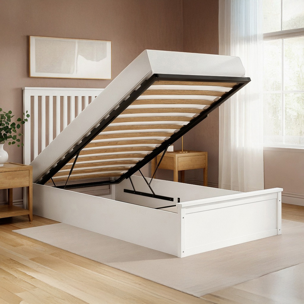 Flair Airedale Single White Wooden Ottoman Bed Image 5