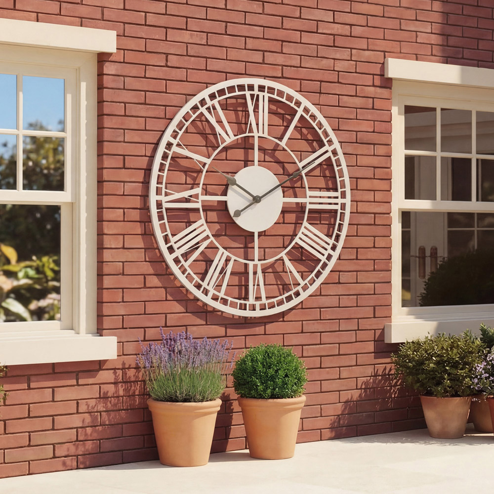 Charles Bentley Malham Grey Round Skeleton Indoor and Outdoor Wall Clock 90cm Image 2