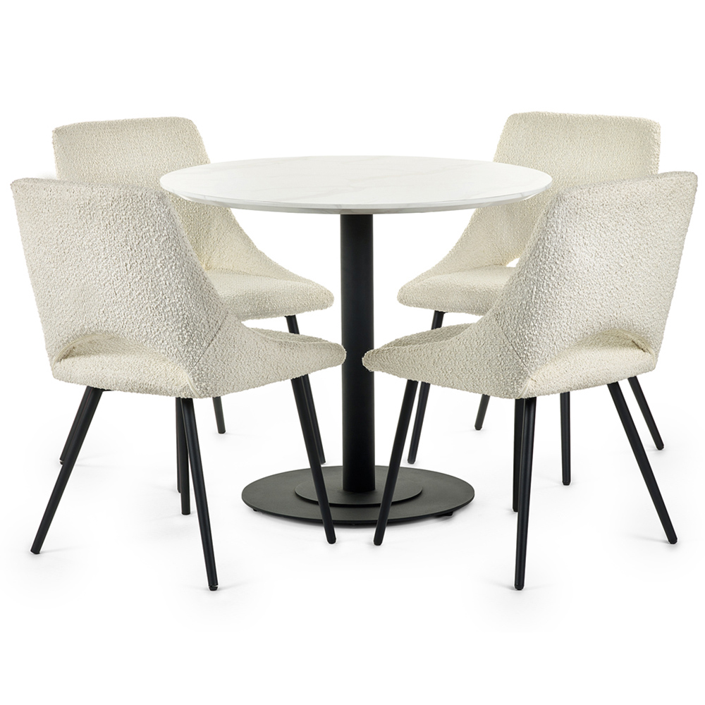 Julian Bowen Luca Iris 4 Seater Round Dining Set Ivory Image 2