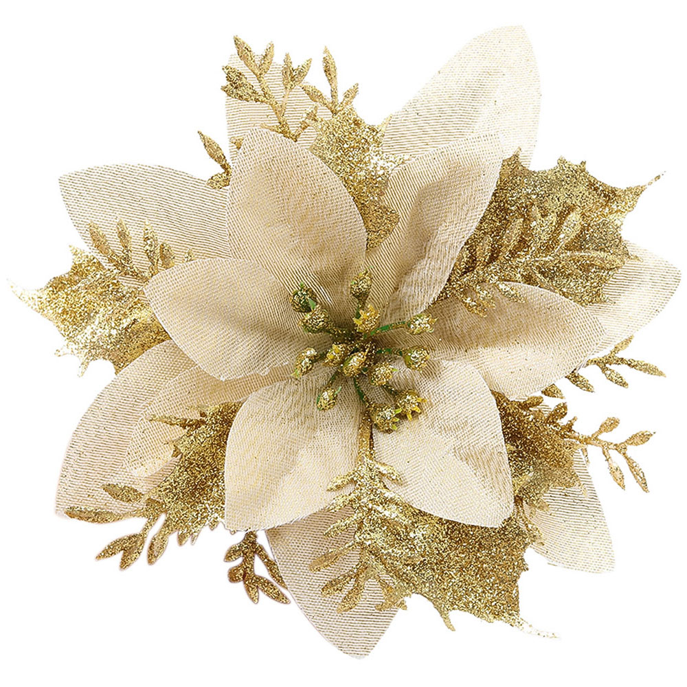 Living and Home Gold Flowers Ornament 24 Pack Image 3