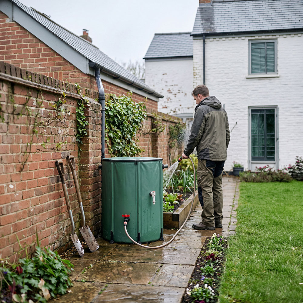 Living and Home 380L Green Collapsible Mesh Filter Rainwater Collection Tank with Side Tap Image 3