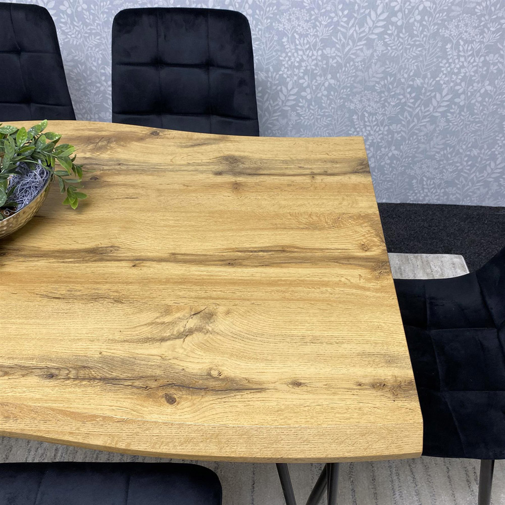 Kosy Koala 6 Seater Velvet Wooden Dining Set Black Image 2