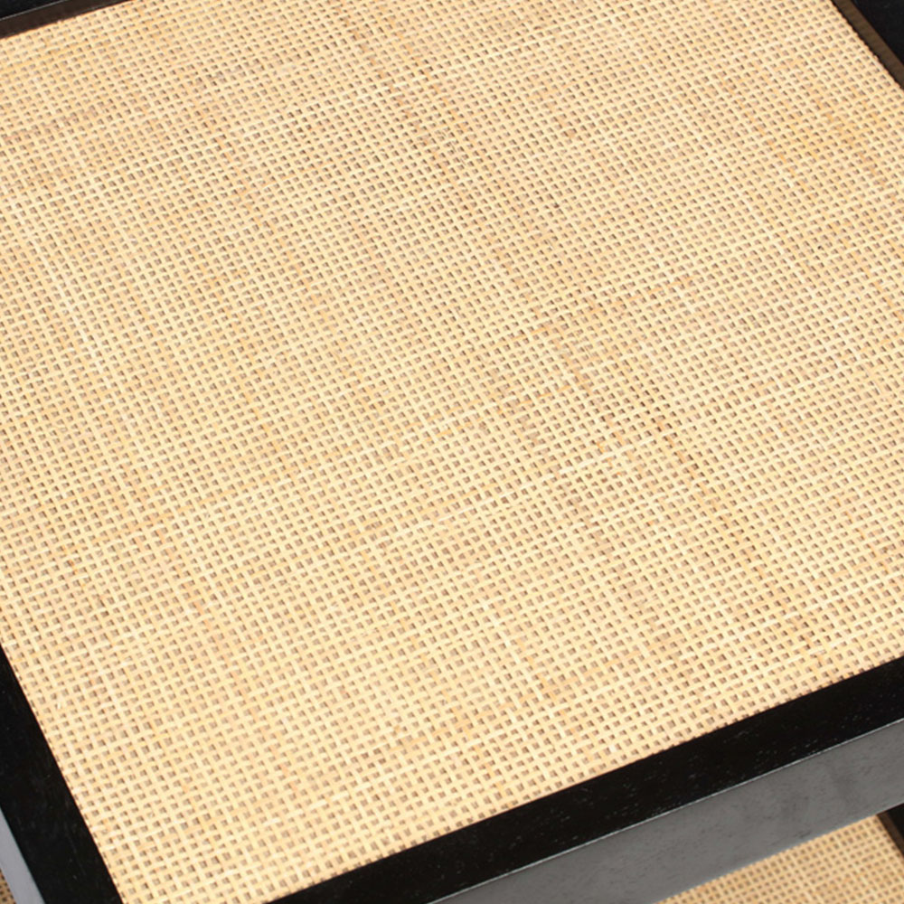 Desser Manhattan Natural Rattan and Mango Wood Black Side Table Image 4