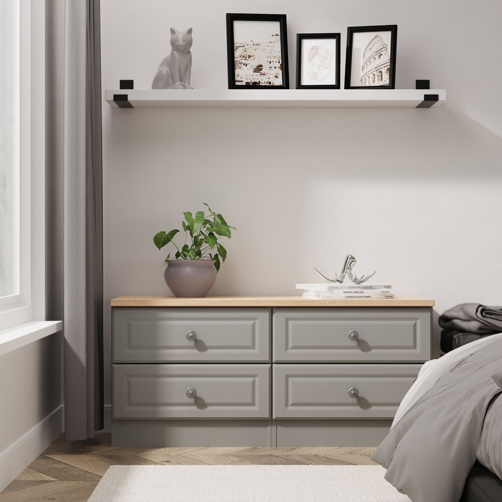 Crowndale Norfolk 4 Drawer Dusk Grey and Bardolino Oak Bed Box Ready Assembled Image 7