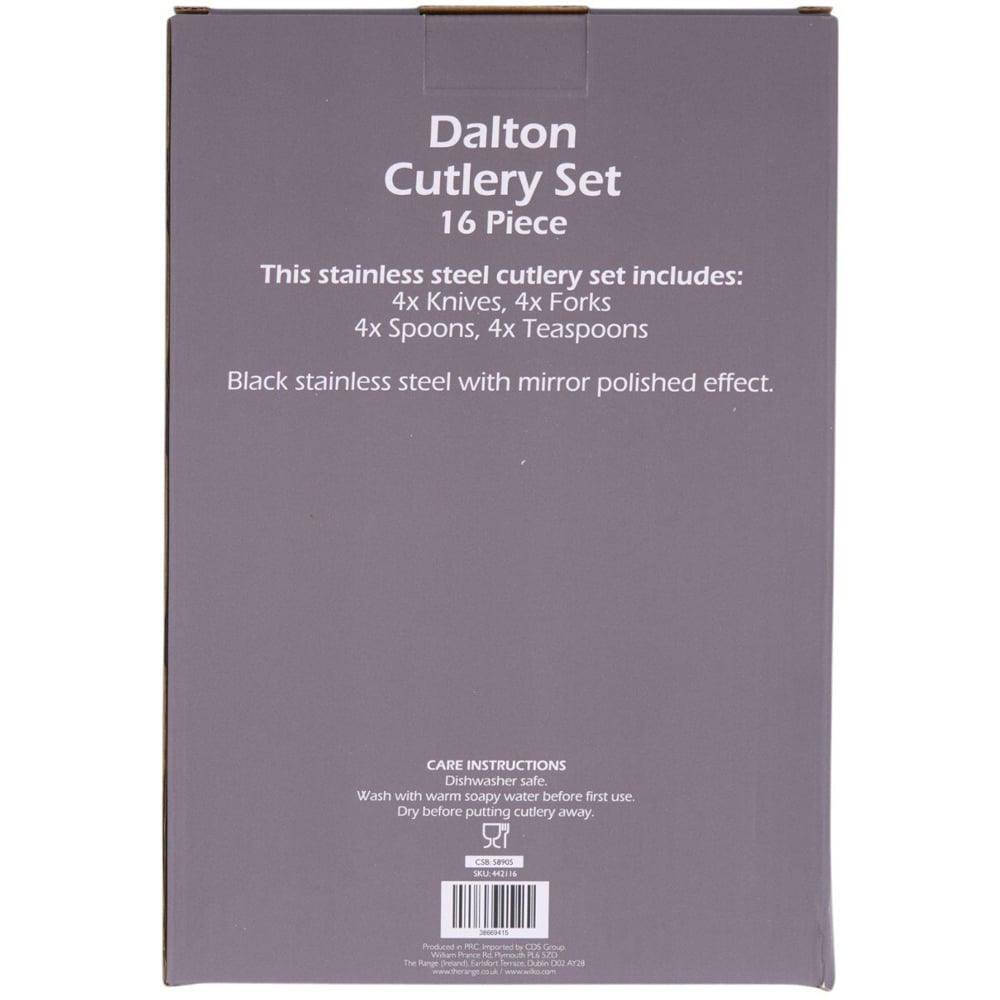 Kitchen Master 16 Piece Dalton Cutlery Set Black Image 2