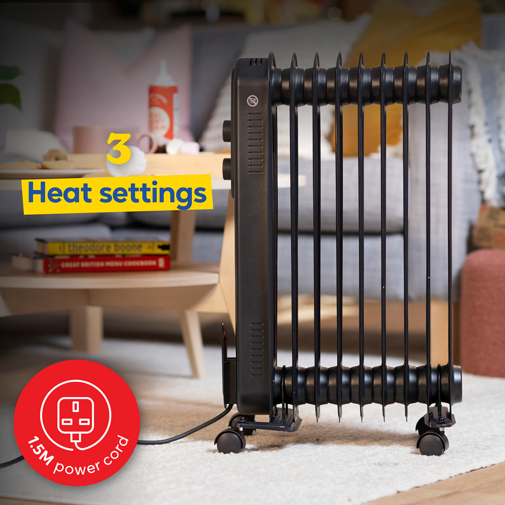Russell Hobbs Matt Black 9-Fin Oil Filled Radiator 2000W Image 5