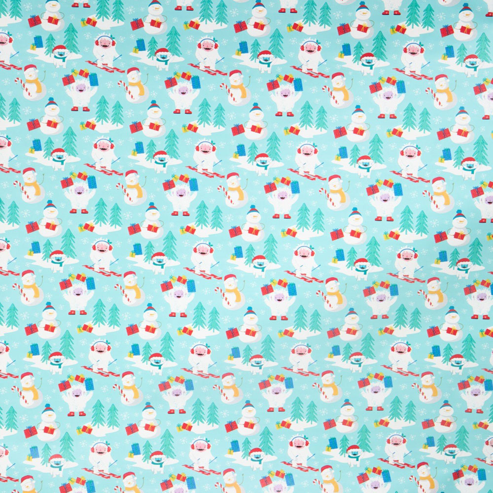 Yeti Snowman Gift Wrap Blue Image 2