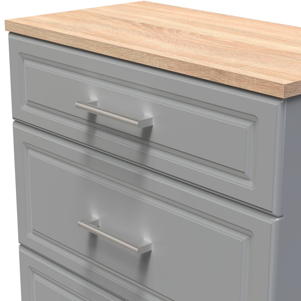 Crowndale Kent 3 Drawer Dusk Grey and Bardolino Oak Deep Chest of Drawers Ready Assembled Image 5