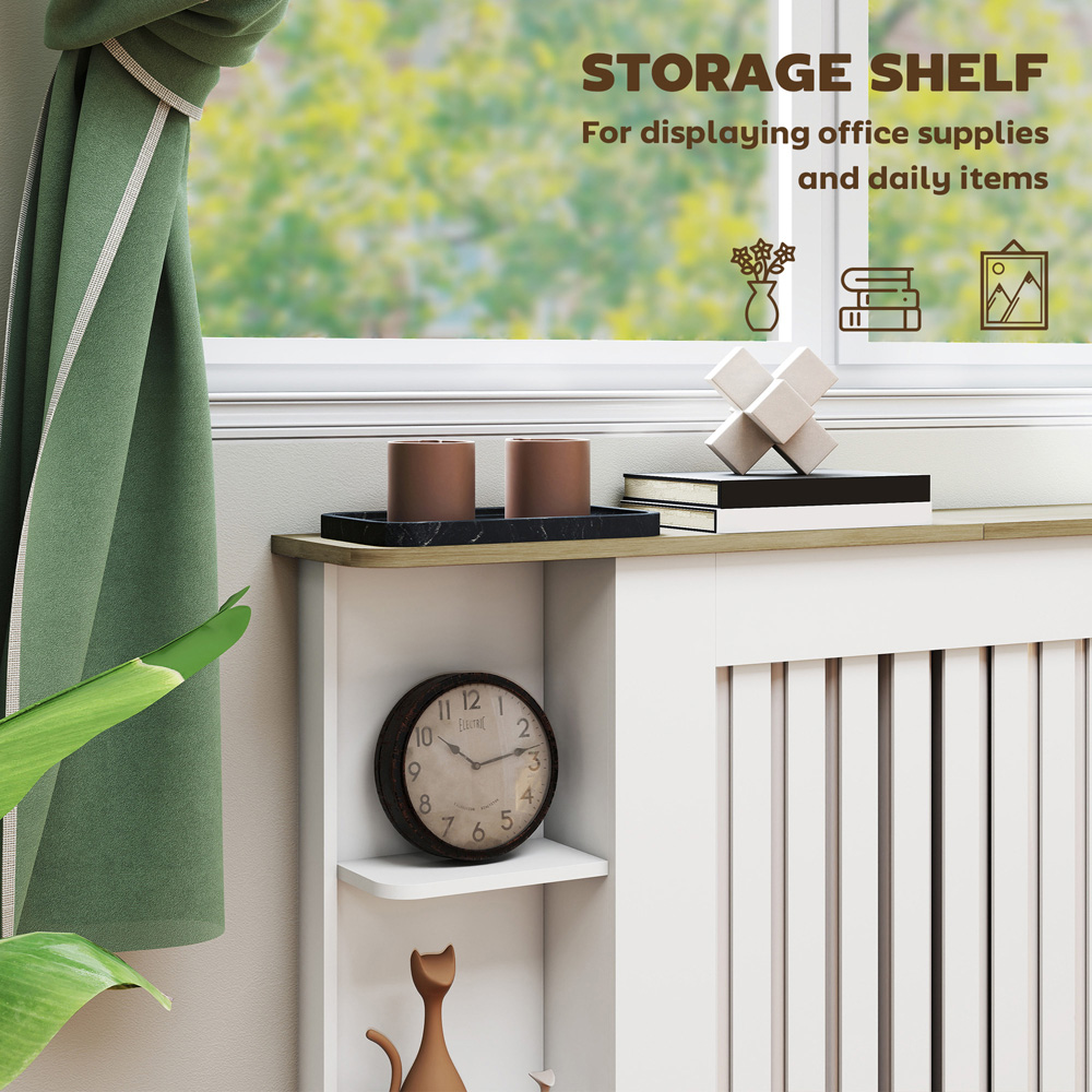 HOMCOM White Vertical Slatted Large Heater Cover Image 6