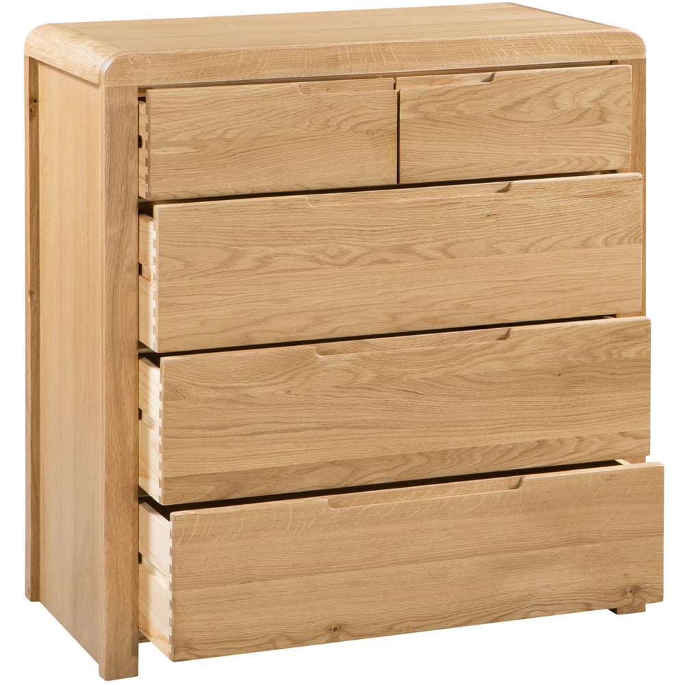 Julian Bowen Curve 5 Drawer Oak Chest of Drawers Image 4