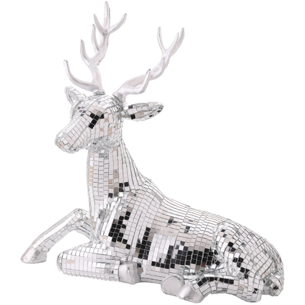 The Christmas Gift Co Disco Tiled Sitting Reindeer Ornament Image 2