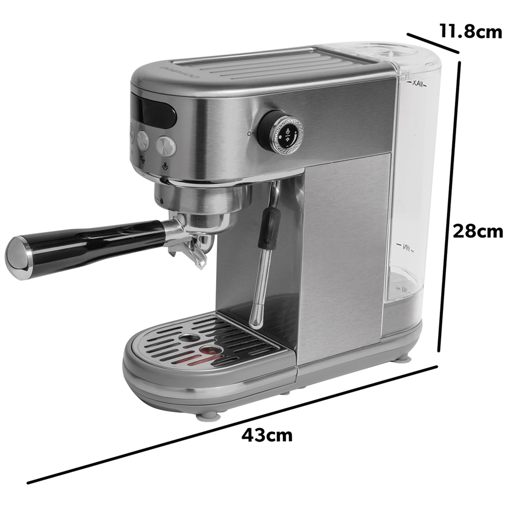 Daewoo SDA2700GE Chrome Digital Compact Espresso Coffee Maker Image 7
