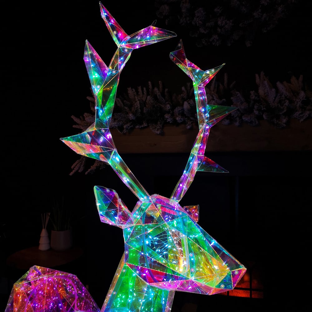 Samuel Alexander 600 White LED Standing Iridescent Stag Christmas Decoration 5ft Image 6