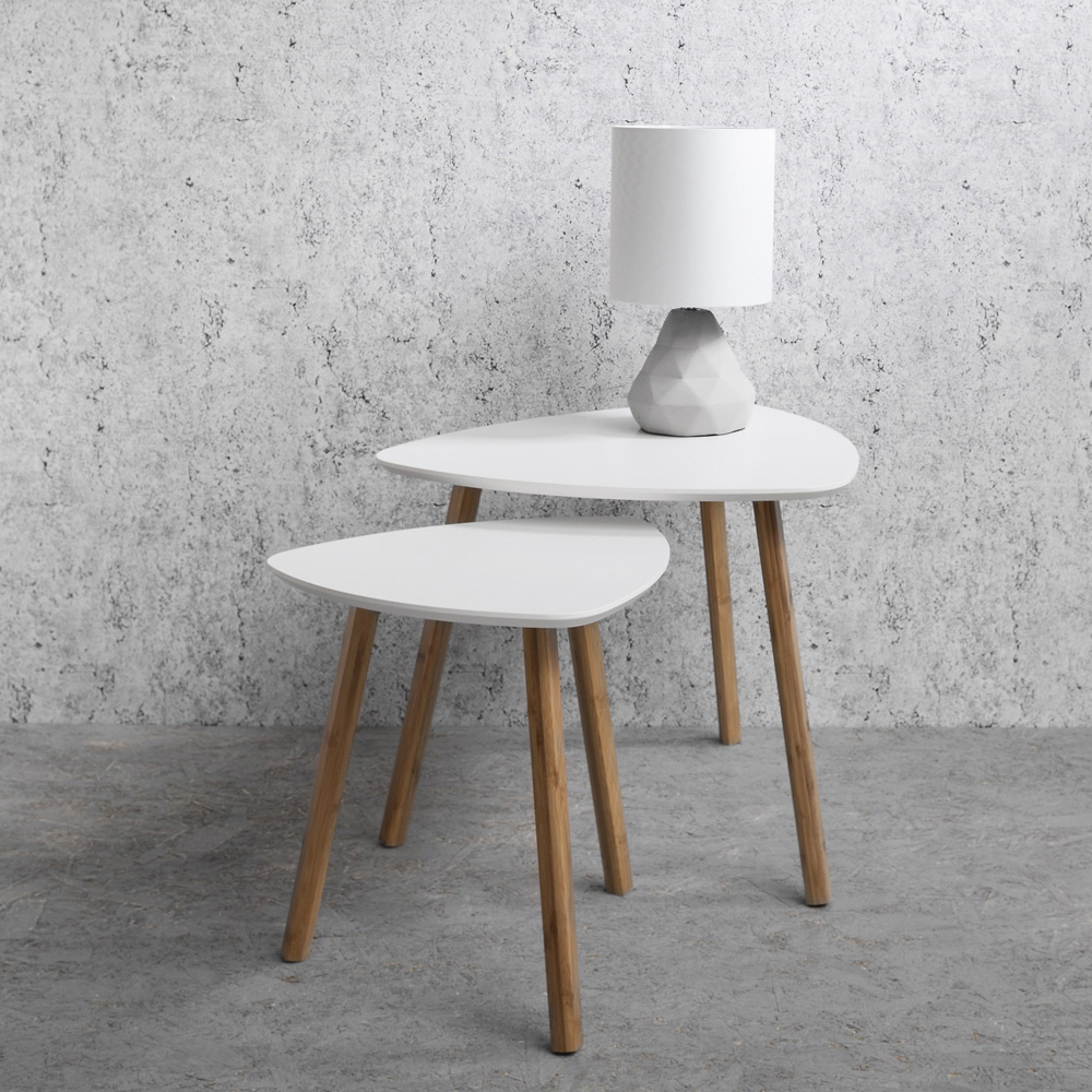 Noa and Nani Malme White and Natural Pine Nest of Tables Set of 2 Image 6