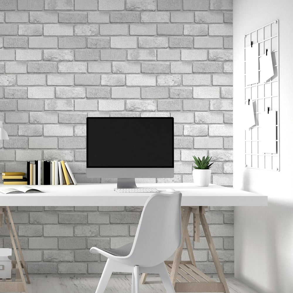 Arthouse Diamond Brick Silver Wallpaper Image 5