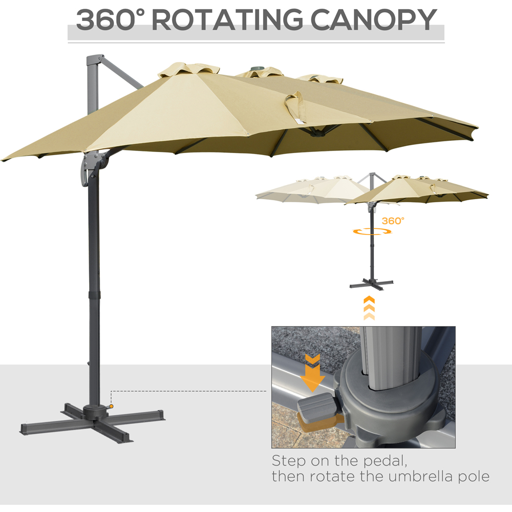 Outsunny Khaki Crank Handle Double Sided Parasol with Cross Base 4.5m Image 4
