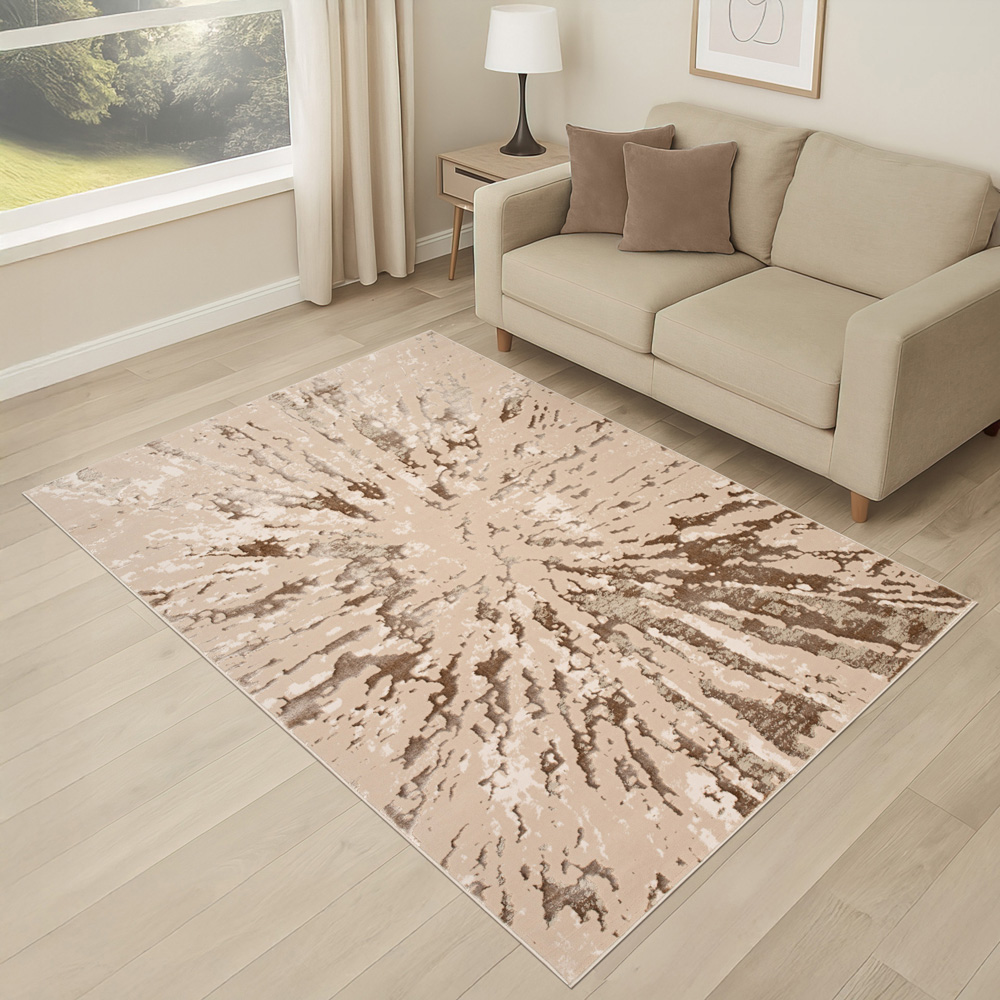 Smart Home Rugs Smart Living Sunset Beige Carved Rug 200 x 290cm | Homebase