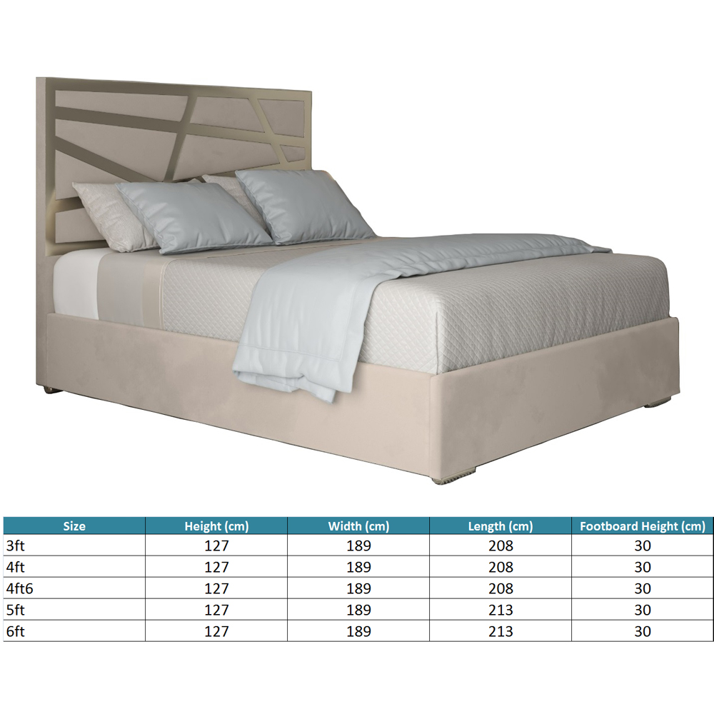 Arabella Silver King Size Velvet Upholstered Metal Bed Frame with Panelled Headboard Image 7