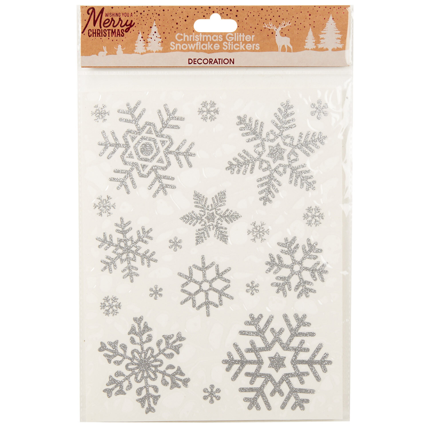 Christmas Glitter Snowflake Stickers - Silver Image 2
