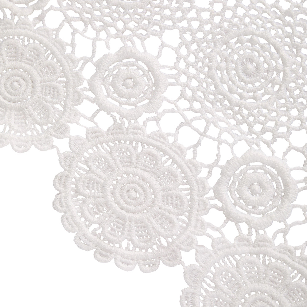 Living and Home White Polyester Floral Embroidered Tablecloth 180 x 125cm Image 5