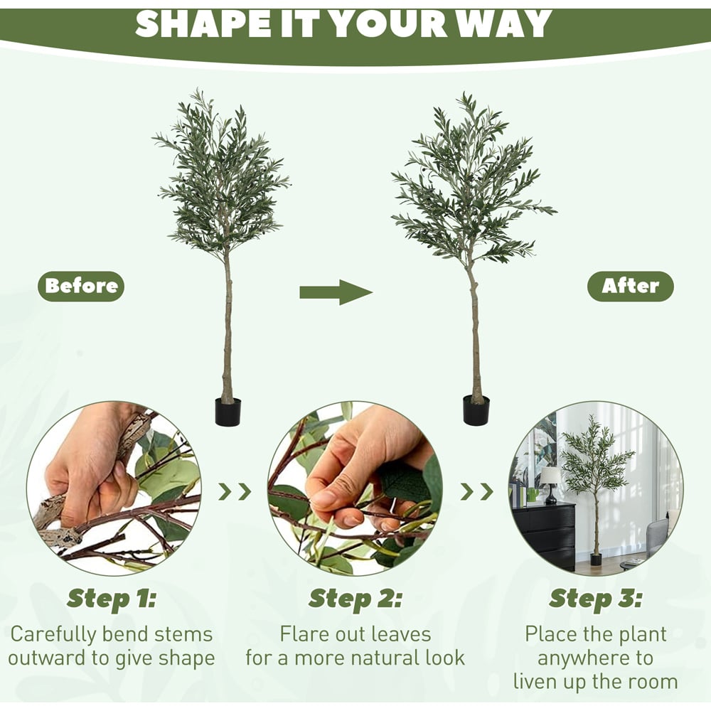 Portland Faux Potted Silk Olive Indoor Artificial Tree 180cm Image 6