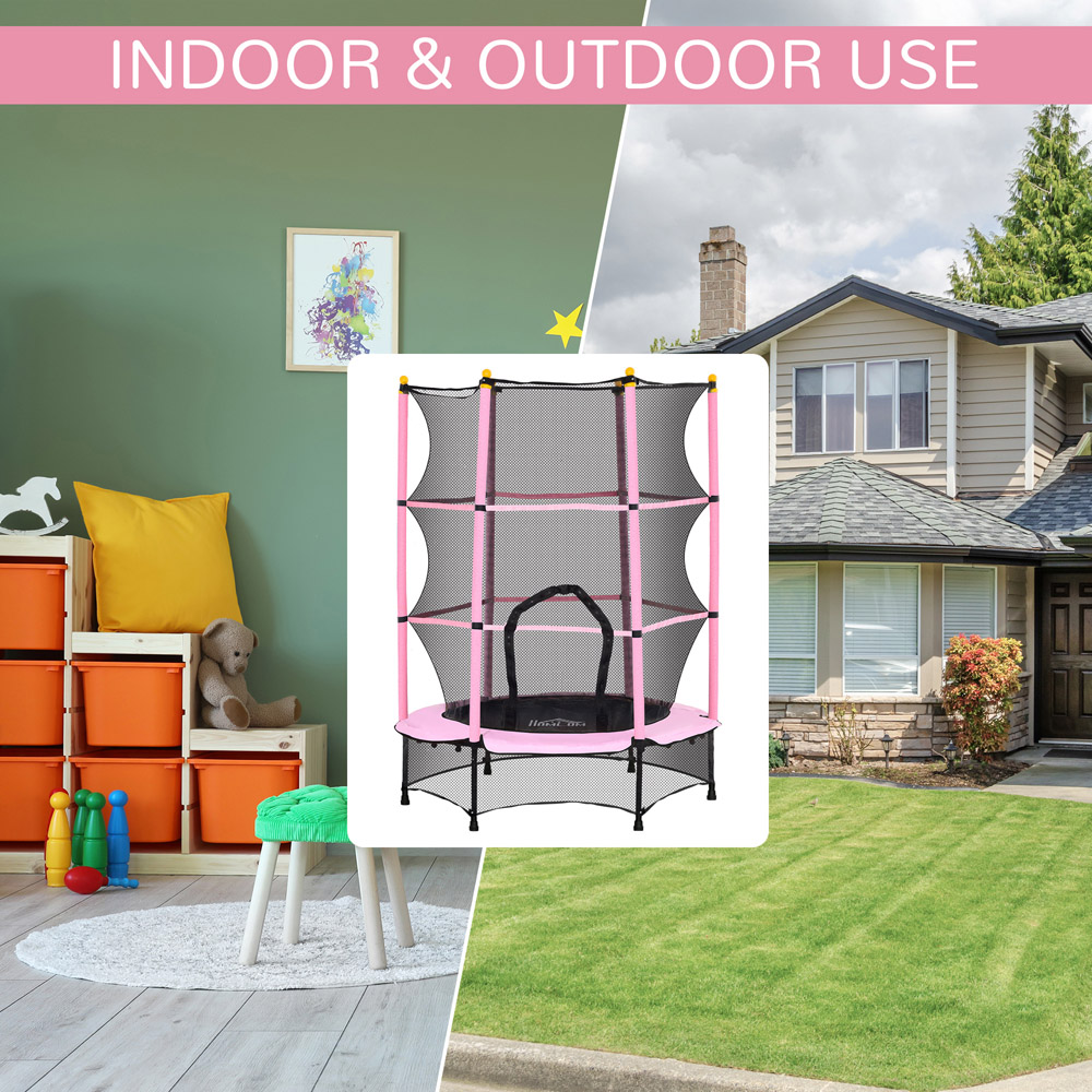 Tommy Toys Kids 4.6ft Pink Trampoline with Safety Enclosure Image 5