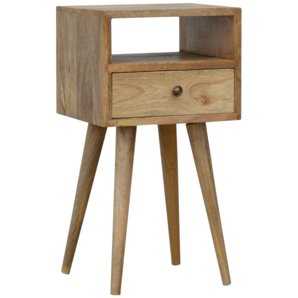 Artisan Furniture Oak-ish Single Drawer Single Shelf Solid Wood Mini Bedside Table Image 4