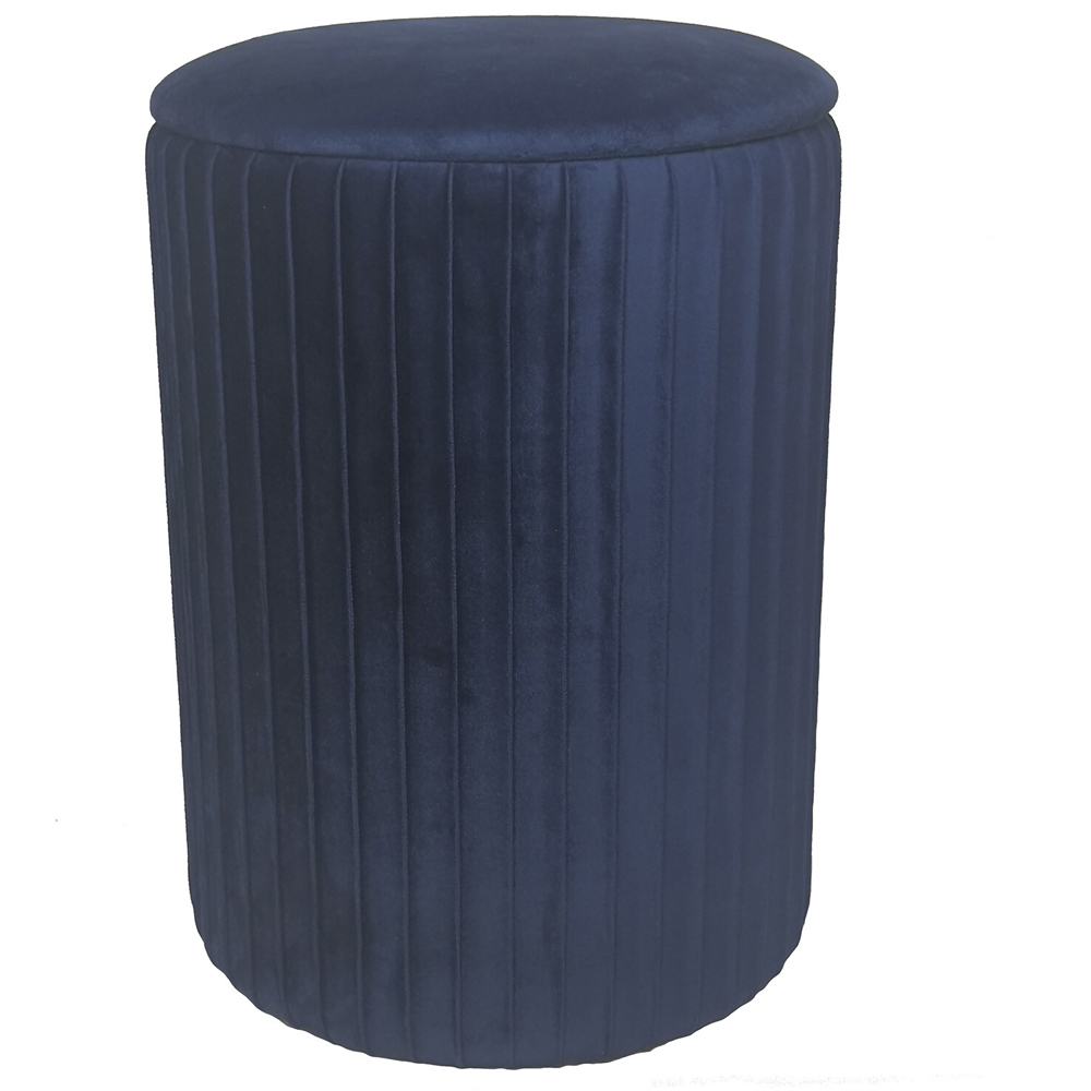 Navy Pleated Storage Stool Image 2