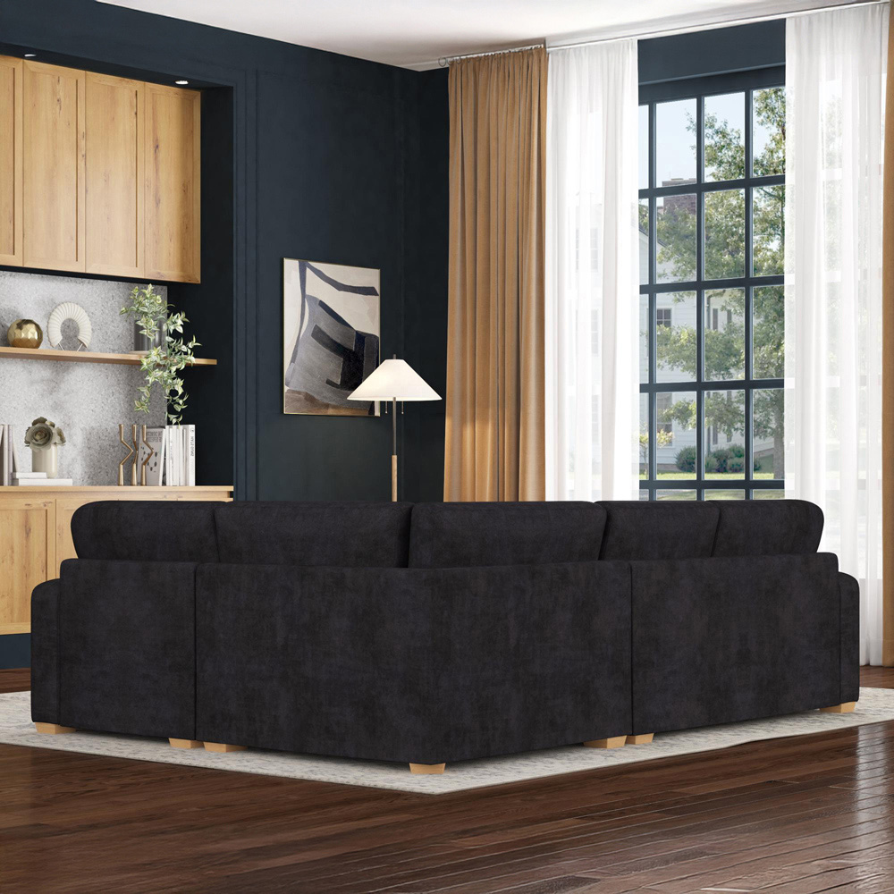 Theadford 3 Seater Ebony Plush Velvet Fixed Back Right Hand Corner Sofa Image 6