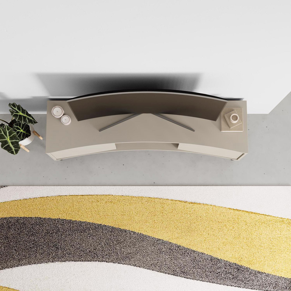 FWStyle Frem Modern 2 Door Sandstone Curved TV Stand Unit Image 5