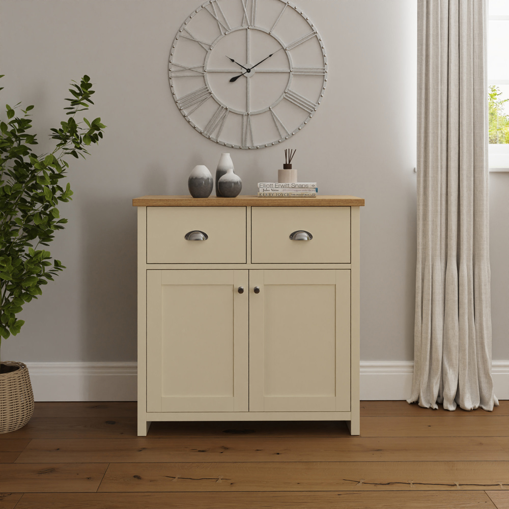 GFW Lancaster 2 Door 2 Drawer Cream Compact Sideboard Image 7