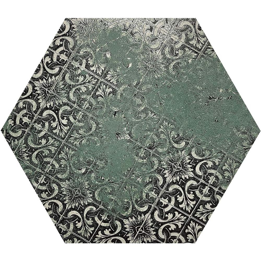 Top Ceramics Patterned Green Hexagon Porcelain Wall Tile 215 x 250mm Image 4