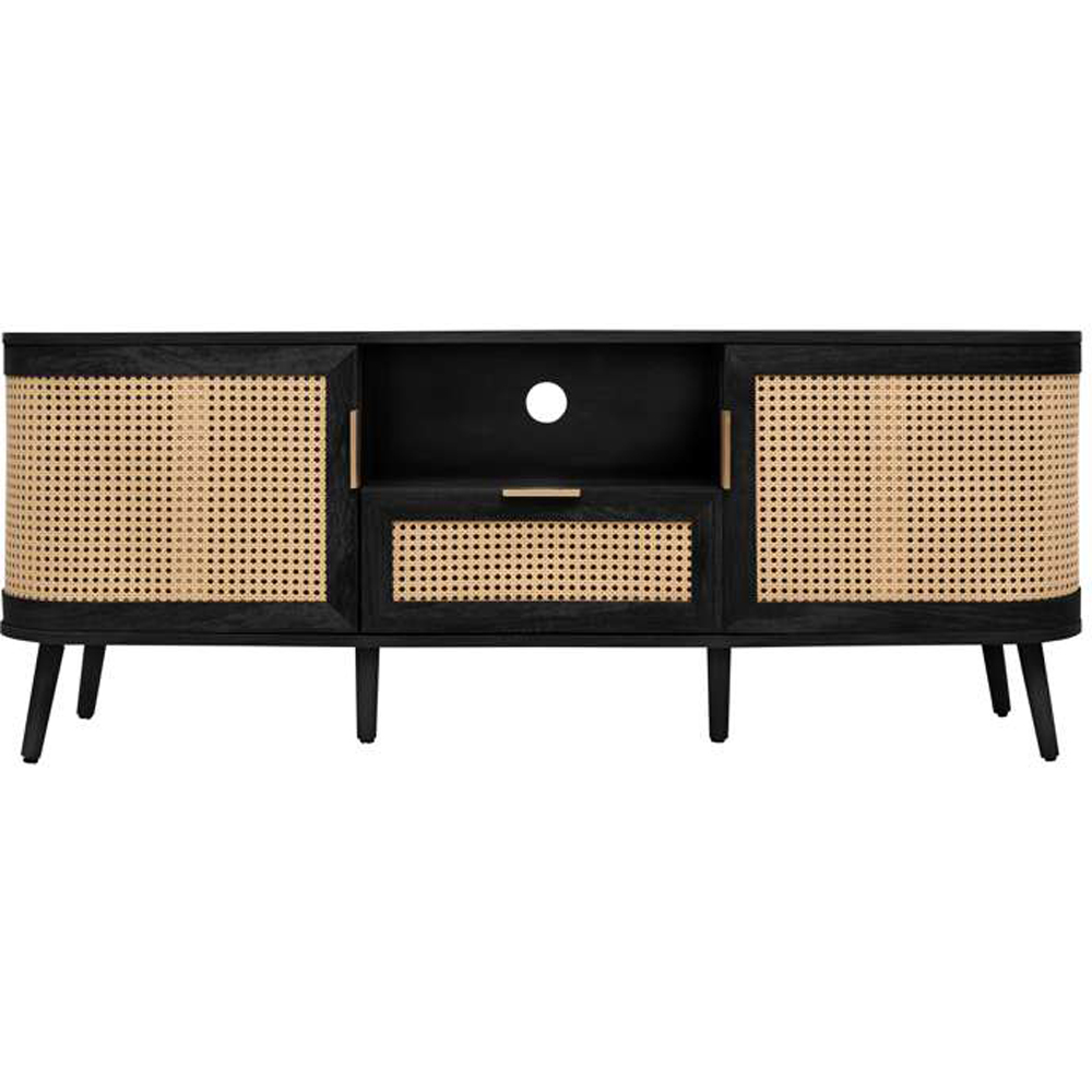 Birlea Noah 2 Door Single Drawer Black Rattan TV Unit Image 3