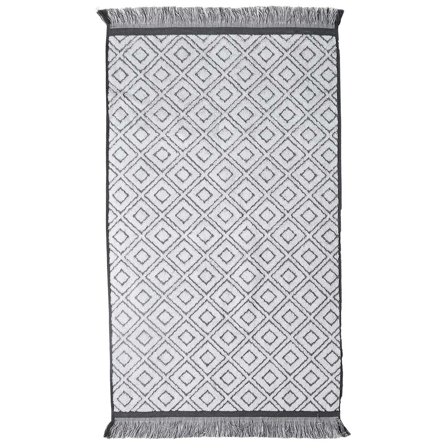 Diamond Fringe Cotton Grey Hand Towel Image 2