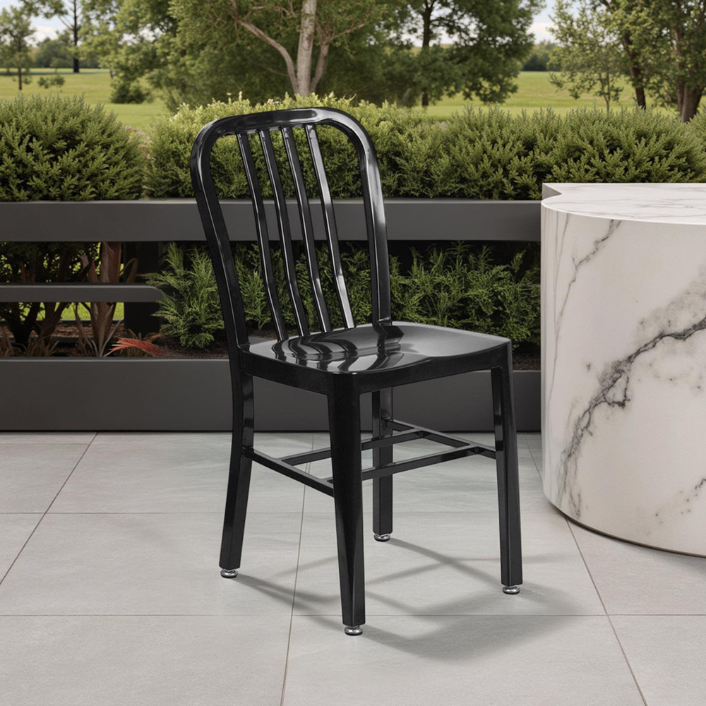 FWStyle Set of 2 Black Galvanised Steel Ready Assembled Bar Chairs Image 6