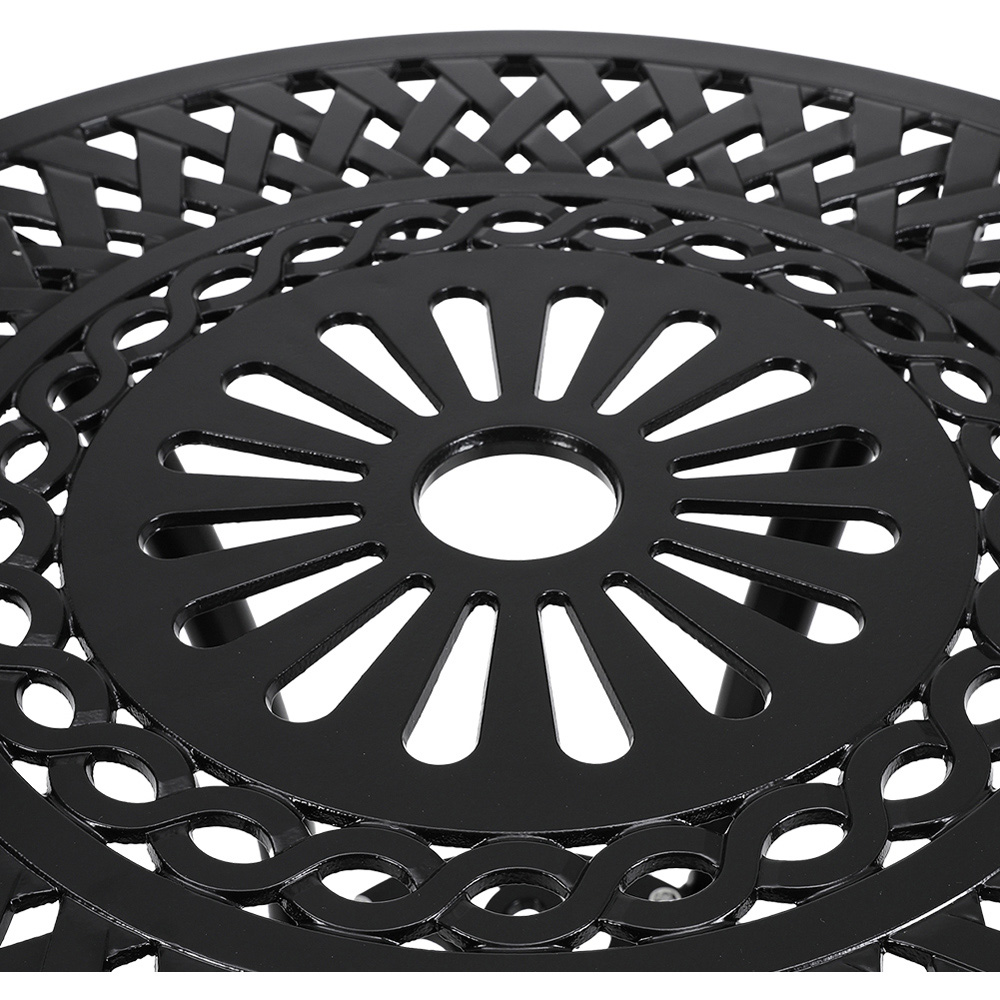 Living and Home Vintage Cast Aluminium Round Bistro Table with Parasol Hole Image 3