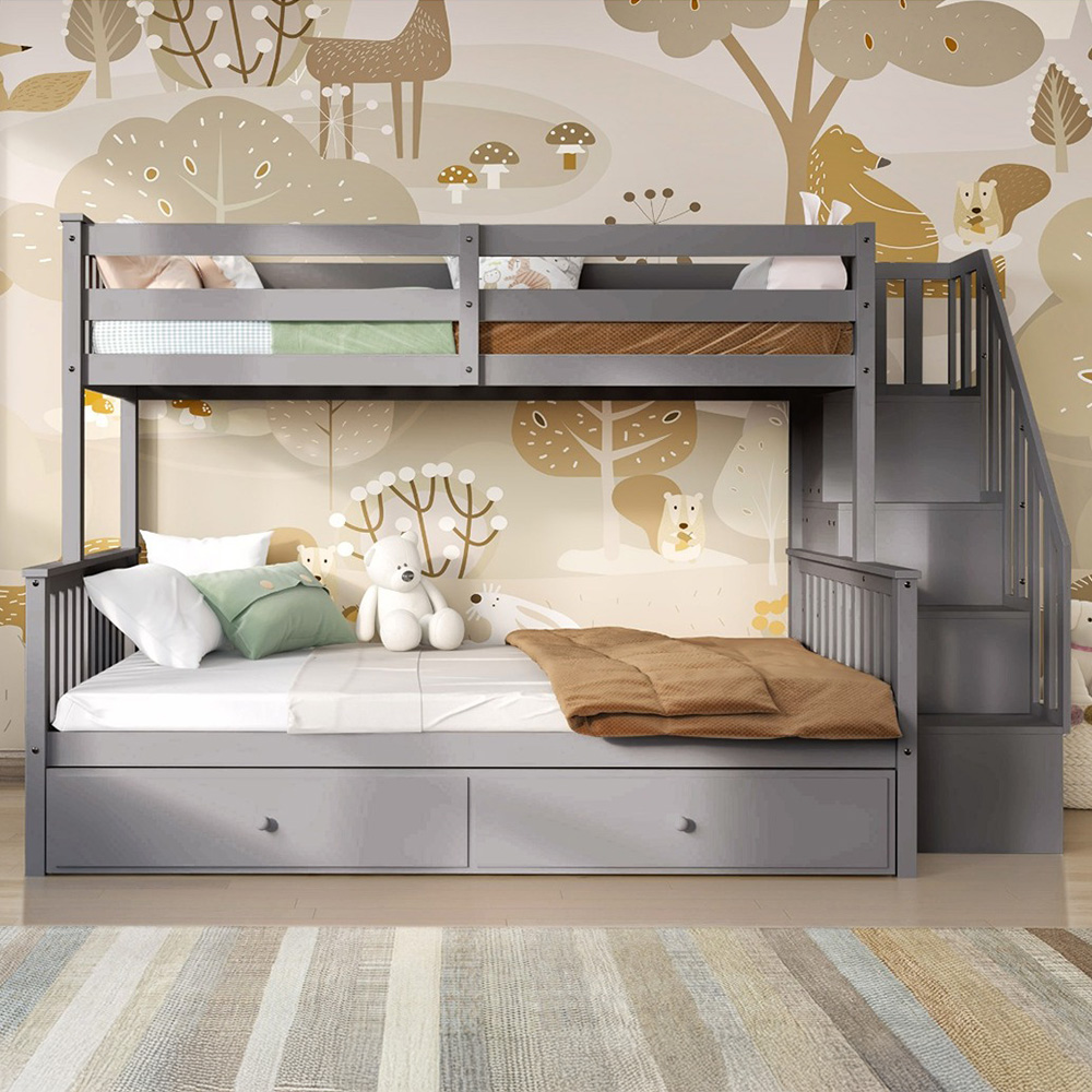 Flair Tag Triple Grey Staircase Bunk Bed with Trundle Image 3