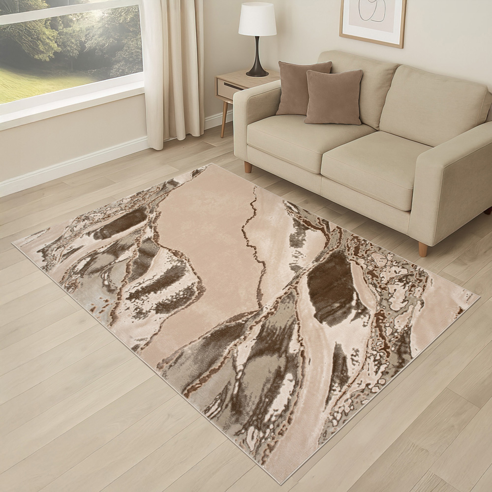 Smartie Rug Smart Living Parma Beige Carved Rug 160 x 230cm | Homebase