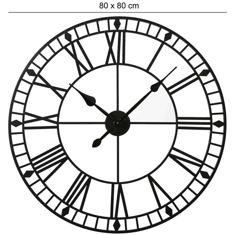 EOS Black Skeleton Wall Clock with Roman Numerals 80cm Image 9