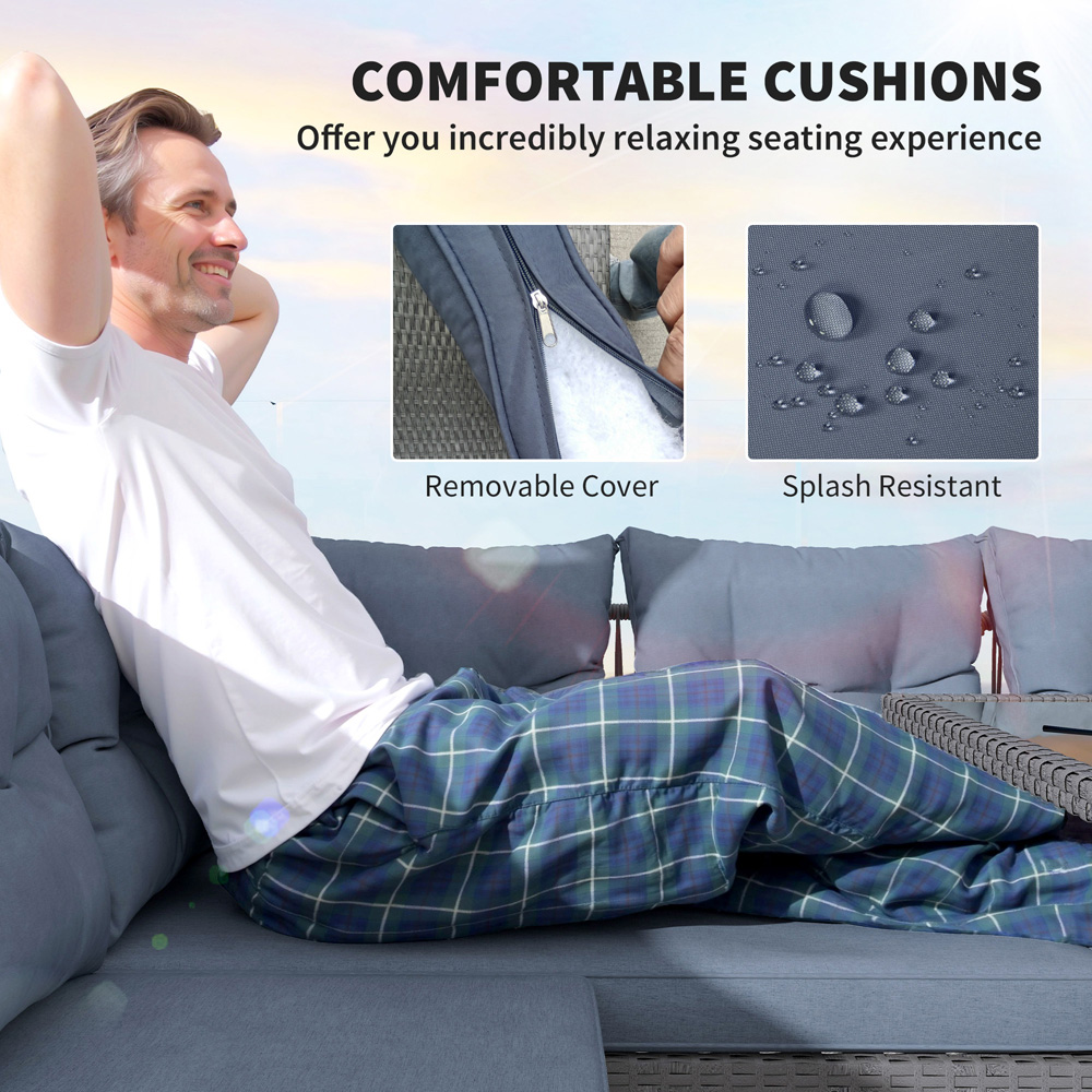 Outsunny 9 Seater Charcoal Grey Sectional Outdoor Furniture Set Image 6