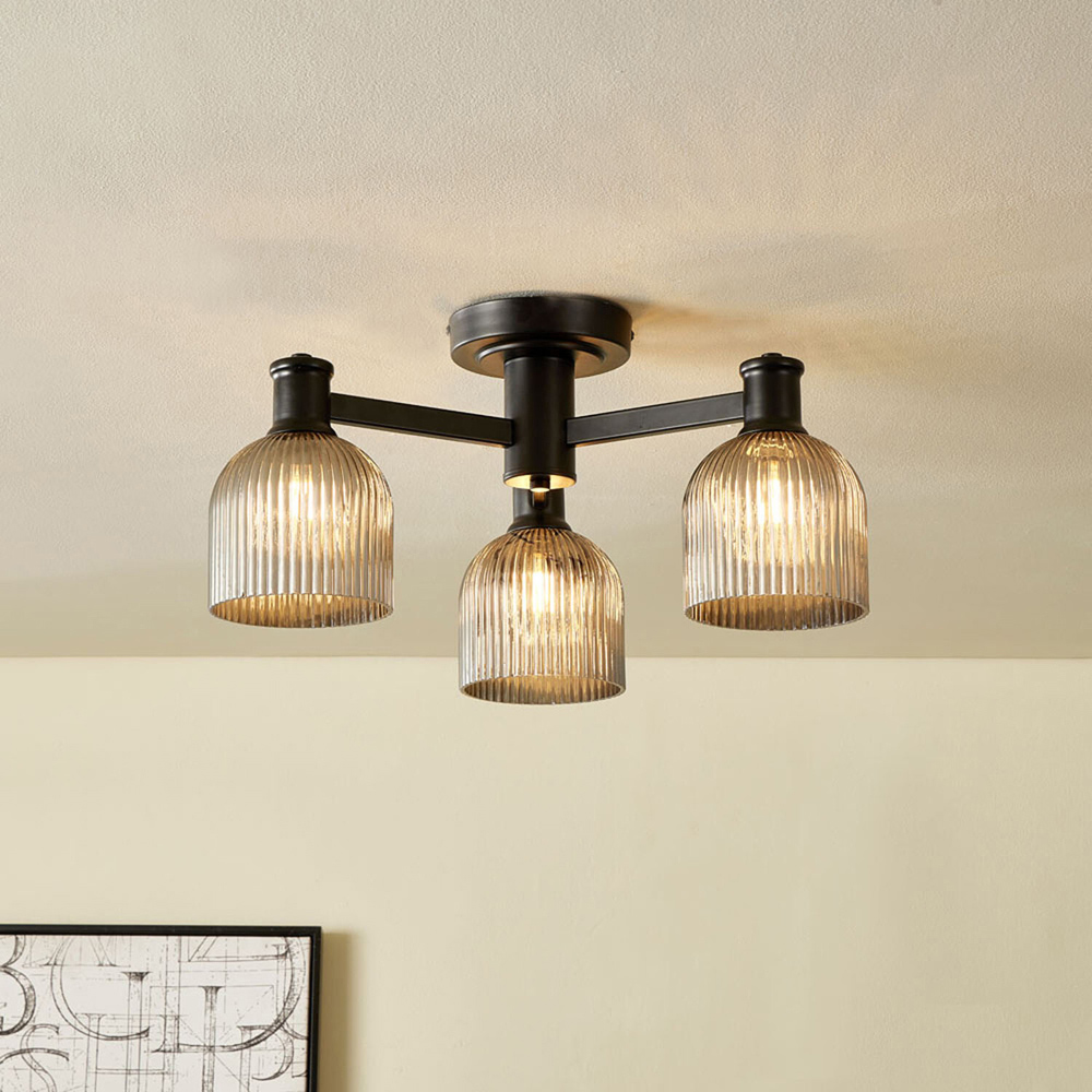 Noah 3 Way Ceiling Light Fitting Matte Black Image 2