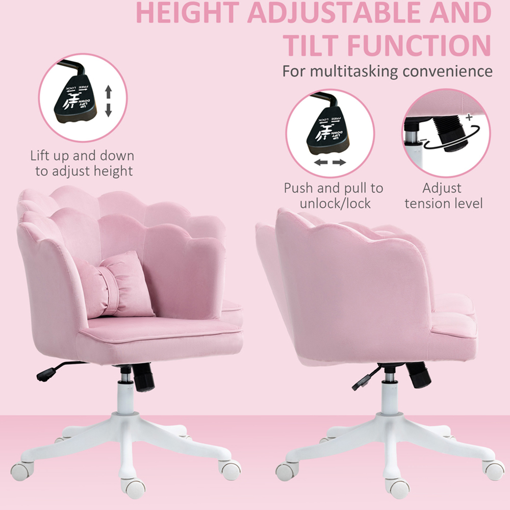 Portland Pink Wide Seat Armless Office Chair with Tilt Function Image 8