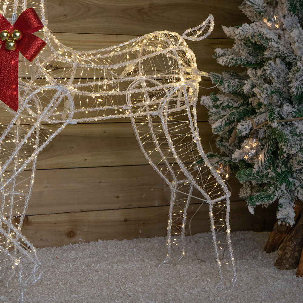 Samuel Alexander 940 Warm White LED Light-Up Acrylic Deer Christmas Decoration with Red Bow 148cm Image 8