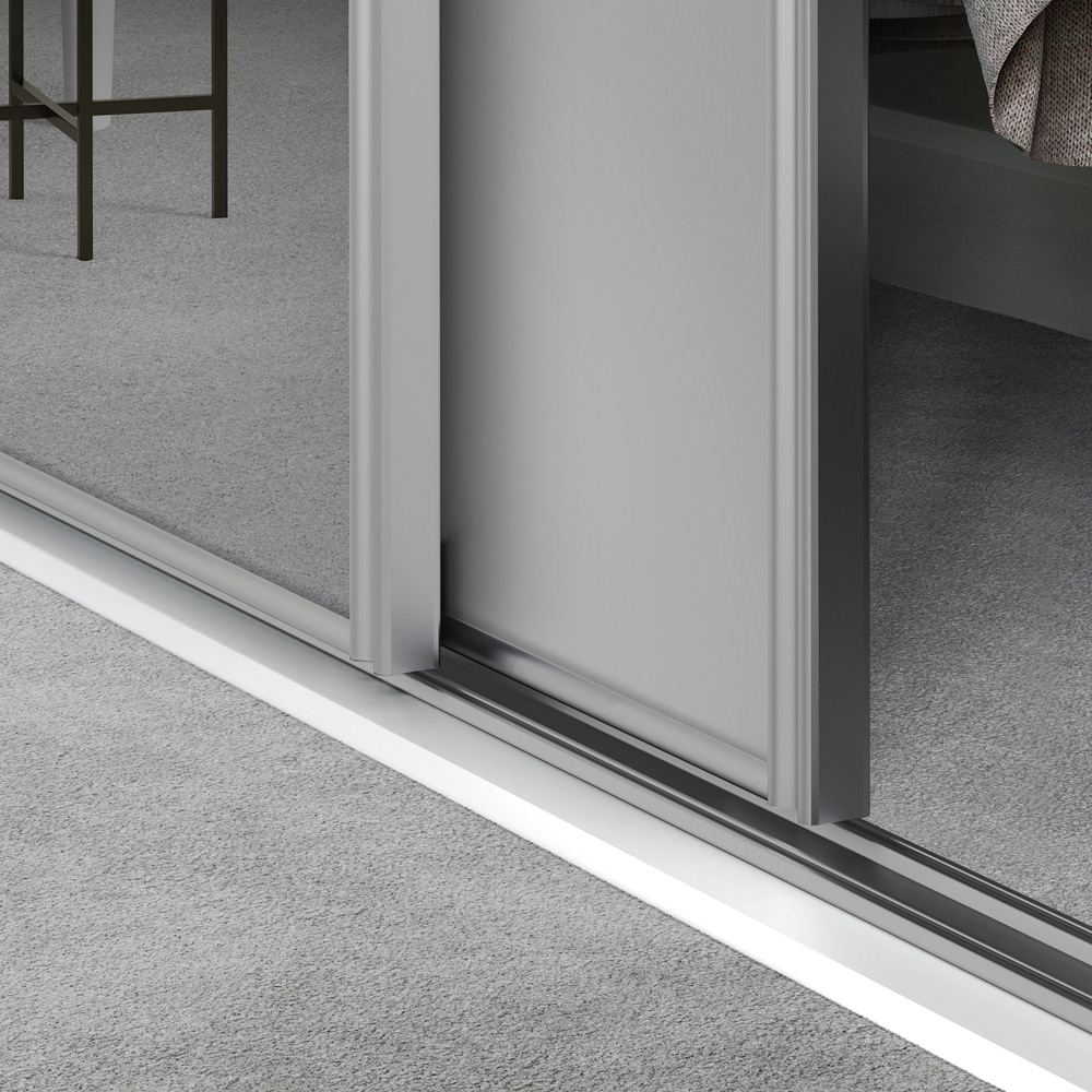 Spacepro Classic 2 Door Dove Grey Frame Sliding Wardrobe Kit with Single Panel and Mirror 1793mm Image 4