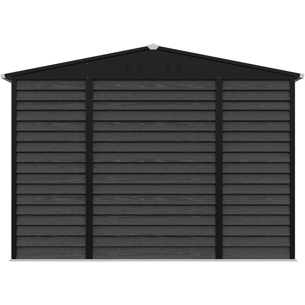 Living and Home 10 x 8ft Grey Wood Grain Apex Garden Storage Shed with Foundation Image 5