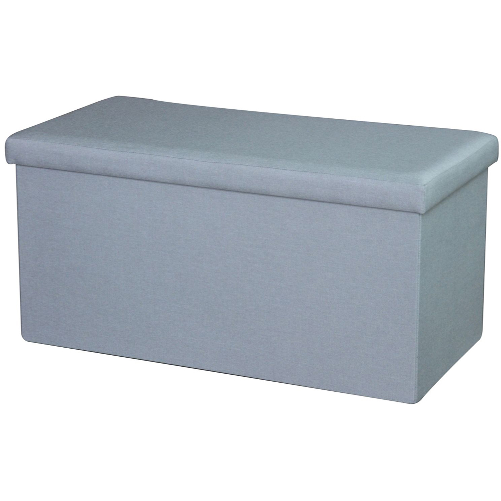 Home Source Grey Linen Folding Storage Ottoman Image 2