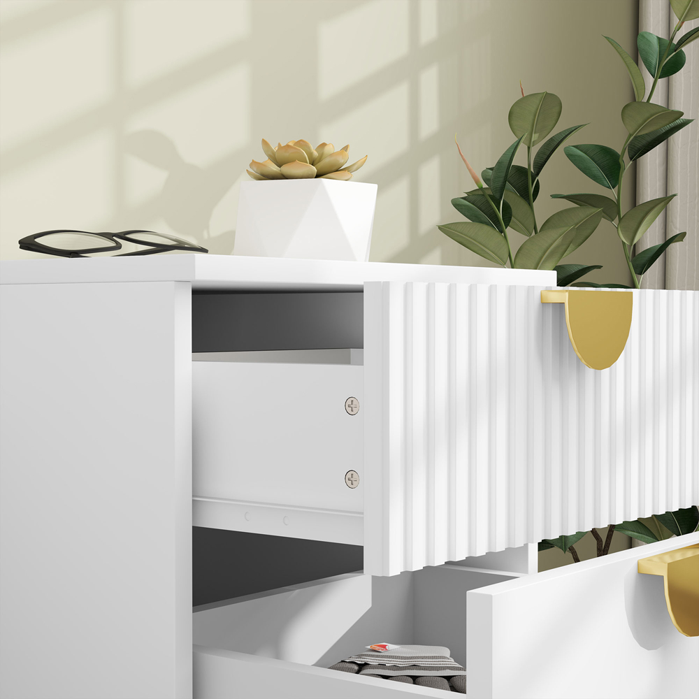 Portland 2 Drawer White Bedside Table Image 3