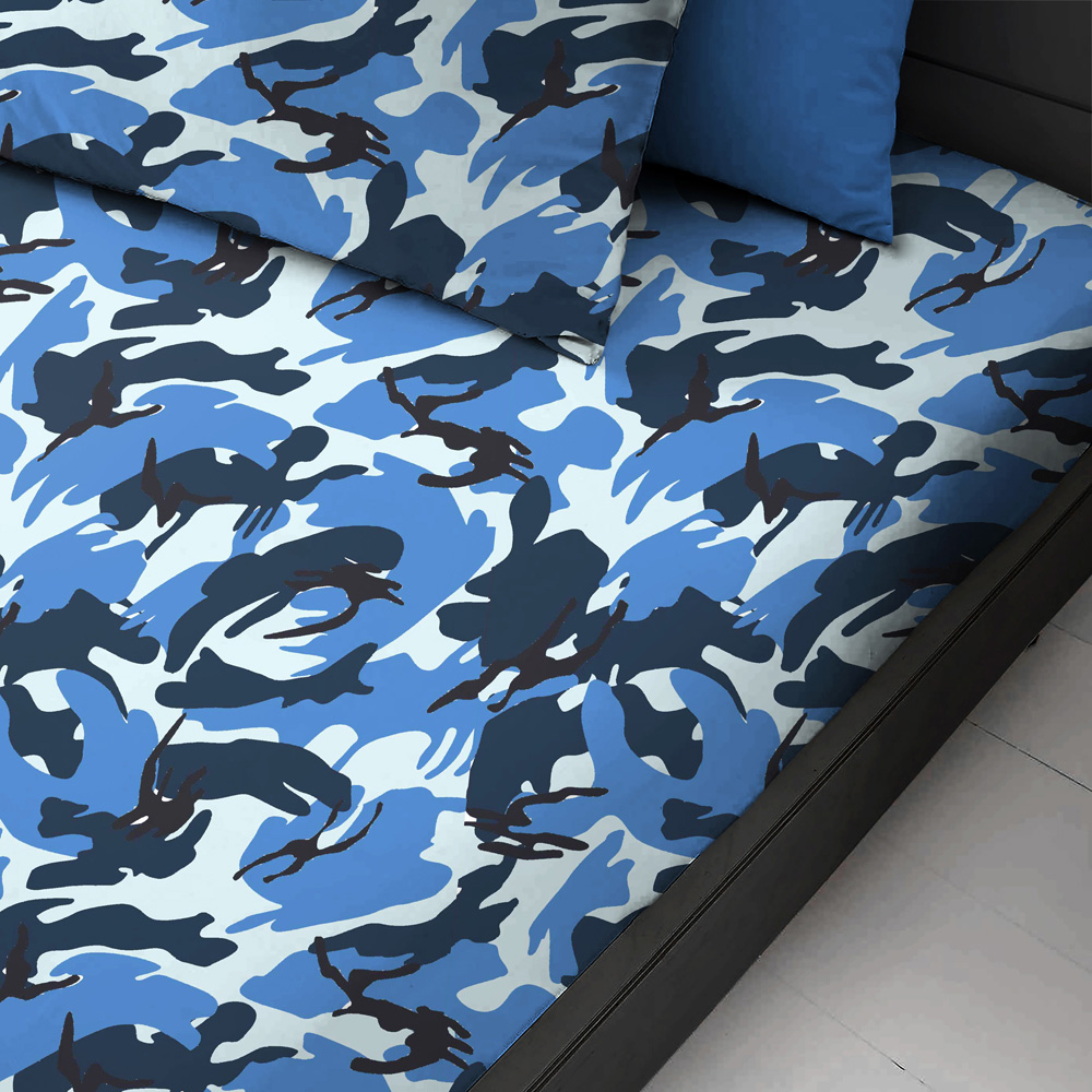 Velosso Double Camouflage Blue Fitted Sheet Image 2