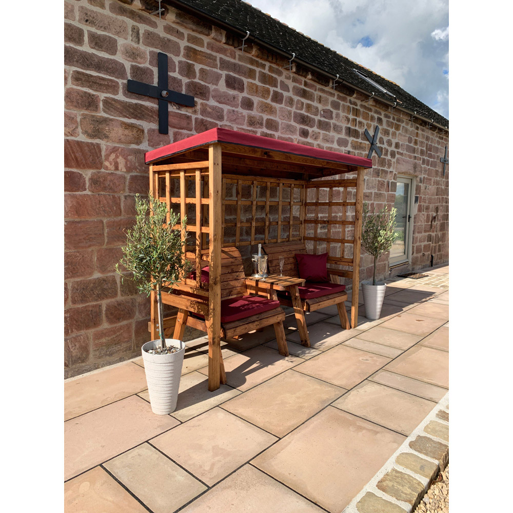 Charles Taylor Henley 2 Seater Arbour with Burgundy Roof Cover Image 3